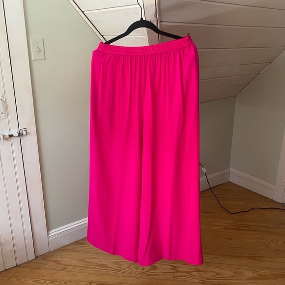 Diane Von Furstenburg 100% Silk Wide Leg Pants Pink Elastic Waistband VTG - Picture 9 of 12